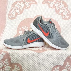Nike gray and coral runners